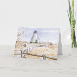 Tarjeta De Agradecimiento Faro de Plymout Acuarela