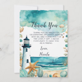 Tarjeta De Agradecimiento Faro Náutico Dulce Dieciséis Cumpleaños