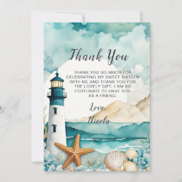 Tarjeta De Agradecimiento Faro Náutico Dulce Dieciséis Cumpleaños