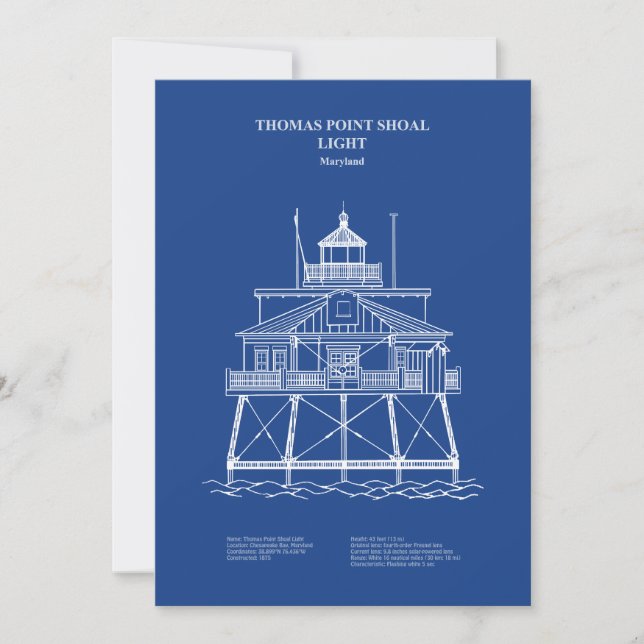 Tarjeta De Agradecimiento Faro Thomas Point Shoal - Maryland - AD (Anverso)