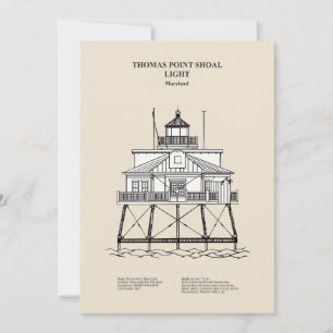 Tarjeta De Agradecimiento Faro Thomas Point Shoal - Maryland - SBD