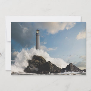 Tarjeta De Agradecimiento Faros   Faro Con Ondas Caídas