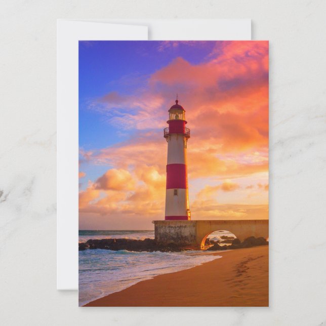 Tarjeta De Agradecimiento Faros | Faro Itapuã Bahia Brasil (Anverso)