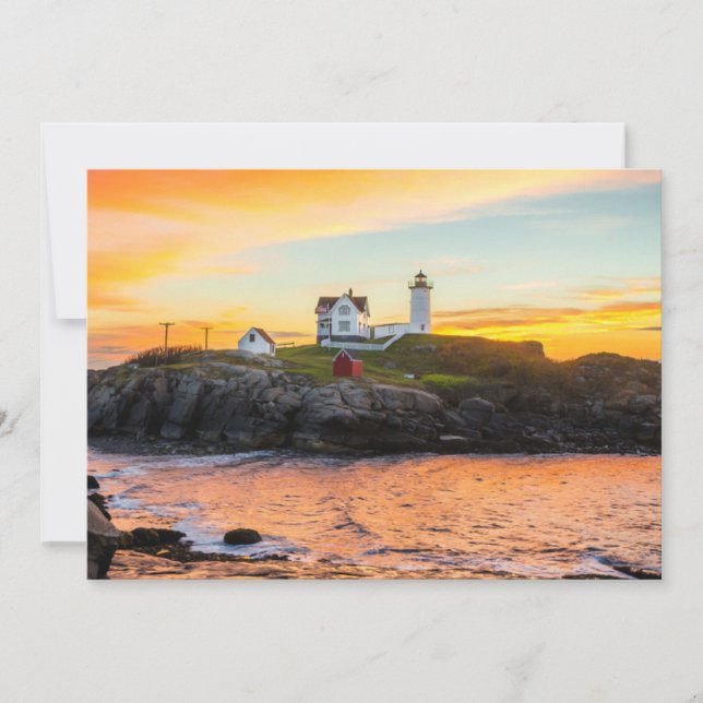 Tarjeta De Agradecimiento Faros | Nubble Lighthouse Maine (Anverso)