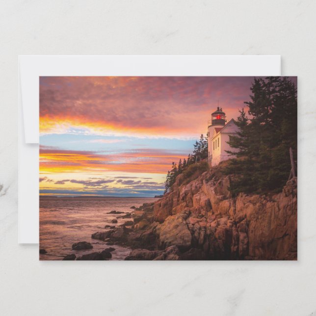 Tarjeta De Agradecimiento Faros | Parque nacional Acadia Maine (Anverso)