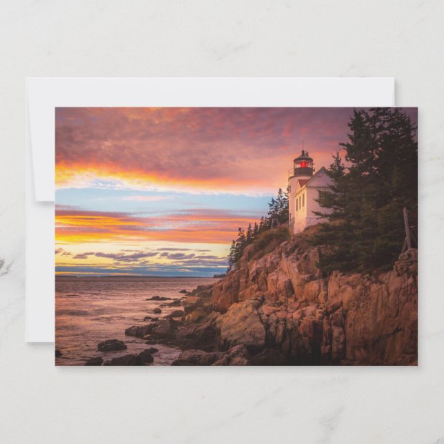 Tarjeta De Agradecimiento Faros | Parque nacional Acadia Maine (Anverso)