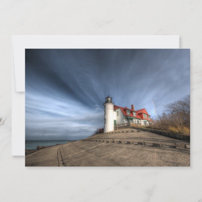 Tarjeta De Agradecimiento Faros | Point Betsie Lake Michigan (Anverso)