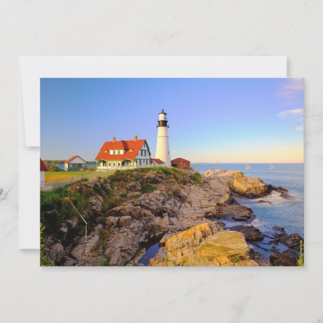 Tarjeta De Agradecimiento Faros | Rockport Lighthouse Maine (Anverso)