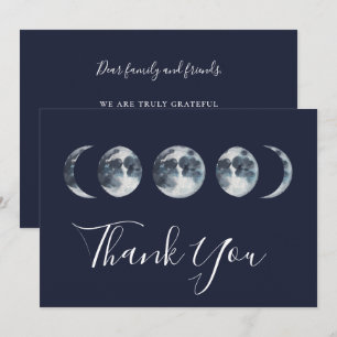 Tarjeta De Agradecimiento Fase de la luna celeste azul de la marina