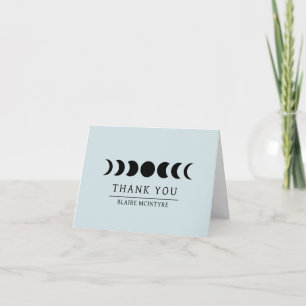 Tarjeta De Agradecimiento Fases de luna azul claro modernas elegantes