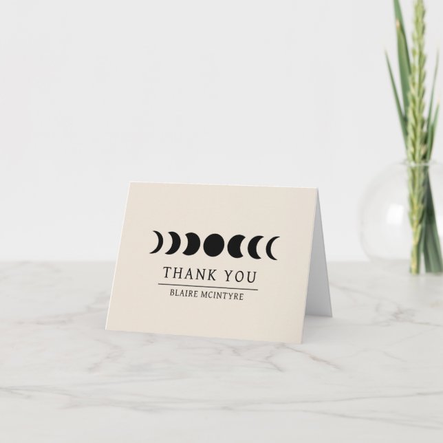 Tarjeta De Agradecimiento Fases modernas de luna pekinesa elegantes (Anverso)