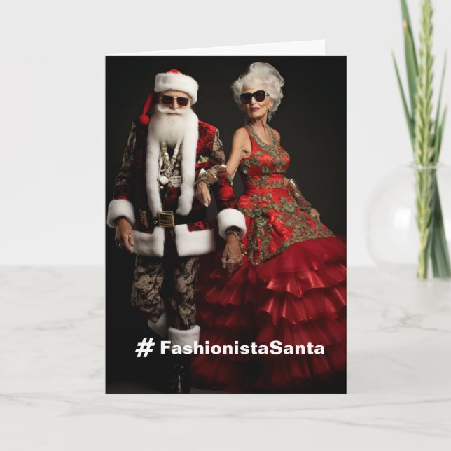 Tarjeta De Agradecimiento Fashionista Santa Holiday Card (Anverso)