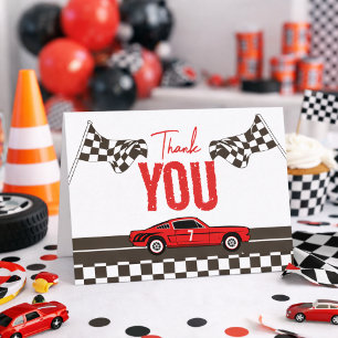 Tarjeta De Agradecimiento Fast One Auto de Carreras Niño Cumpleaños 1