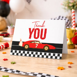 Tarjeta De Agradecimiento Fast One Coche de Carreras Niño Cumpleaños 1