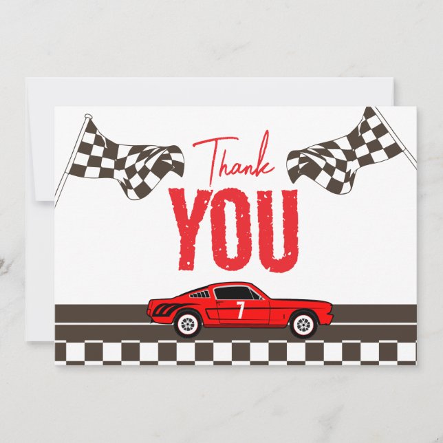 Tarjeta De Agradecimiento Fast One Race Car Boy Primer Fiesta de cumpleaños (Anverso)