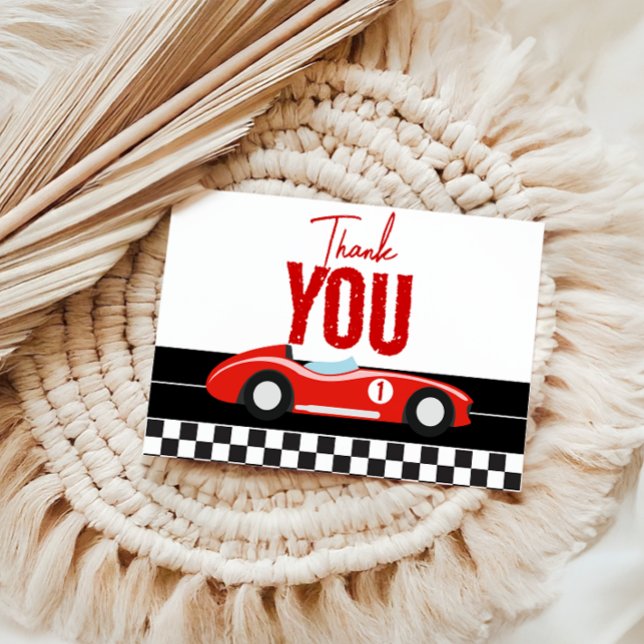Tarjeta De Agradecimiento Fast One Race Car Boy Primer Fiesta de cumpleaños (Subido por el creador)