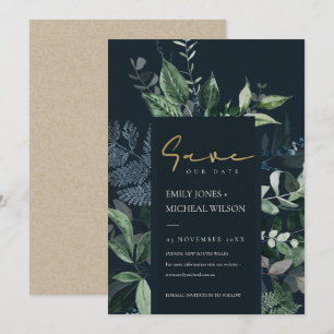 Tarjeta De Agradecimiento Fauna De Leafy Verde Negro De La Marina Salva La I