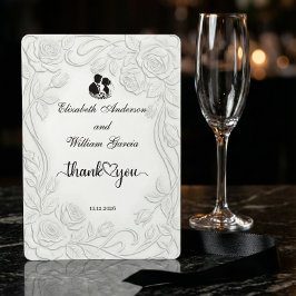 Tarjeta De Agradecimiento Faux Embossed Floral White 3D Sculpture Effect