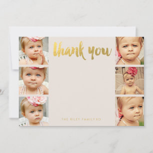 Tarjeta De Agradecimiento Faux Gold Baby Thank You 6 Photo Frame Flat Cards
