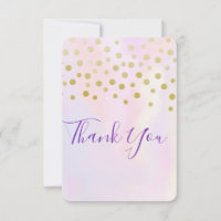 Faux Gold Confetti on Purple Watercolor Gracias