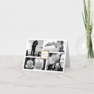 Tarjeta De Agradecimiento Faux Gold Gracias Boda 4 Photo Card