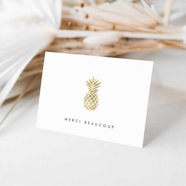 Tarjeta De Agradecimiento Faux Gold Pineapple Gracias (Subido por el creador)