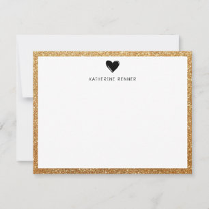 Tarjeta De Agradecimiento Faux Gold Purpurina Fronterizo Corazón personaliza