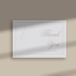 Tarjeta De Agradecimiento Faux Grabado en relieve Orchid Frame Ivory Boda Gr