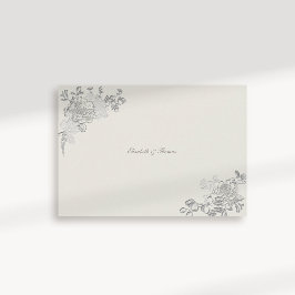 Tarjeta De Agradecimiento Faux Grabado en relieve Peony Classic Ecru Boda Gr