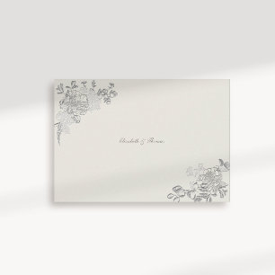 Tarjeta De Agradecimiento Faux Grabado en relieve Peony Classic Ecru Boda Gr