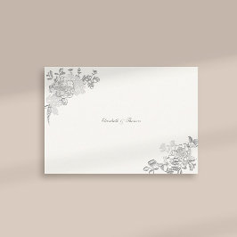 Tarjeta De Agradecimiento Faux Grabado en relieve Peony Classic Moda Boda Gr