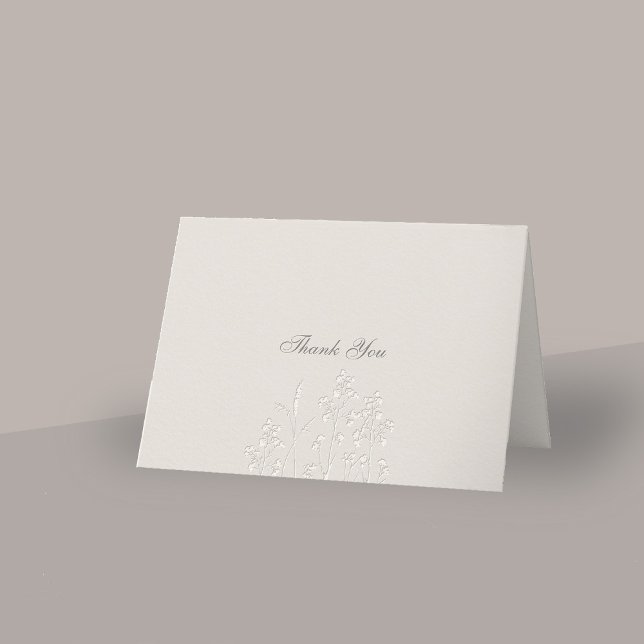 Tarjeta De Agradecimiento Faux Grabado en relieve Wildflowers Boda Follada G (formal wedding thank you card folded traditional calligraphy ecru faux embossed wildflowers elegant )