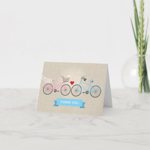 Tarjeta De Agradecimiento Faux Linen Bicycles Boda Gracias