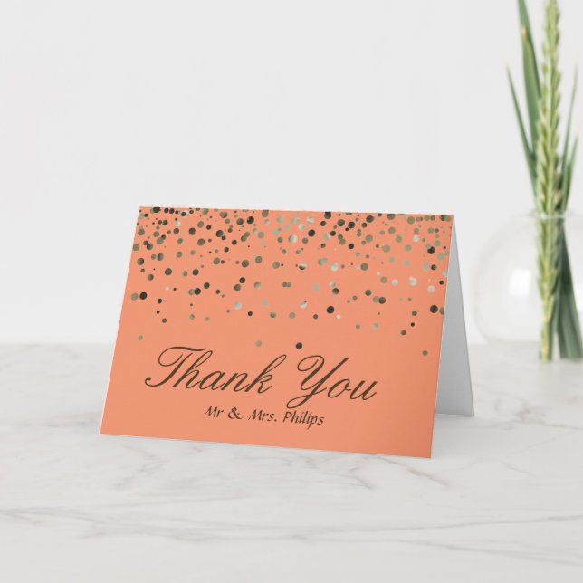 Tarjeta De Agradecimiento Faux Relieve metalizado Confetti Elegant Sparkle G (Anverso)