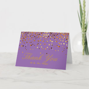 Tarjeta De Agradecimiento Faux Relieve metalizado dorado Confetti Elegantes 