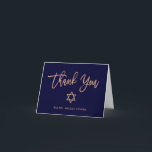 Tarjeta De Agradecimiento Faux Rosa Gold y Navy Blue | Bat Mitzvah<br><div class="desc">Estas tarjetas de agradecimiento de moda y elegante Bat Mitzvah presentan una tipografía moderna de estilo rosa dorado con un fondo azul marino oscuro y una estrella de David a juego.</div>