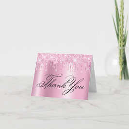 Tarjeta De Agradecimiento Faux Sparkly Light Purpurina Rosa Drima