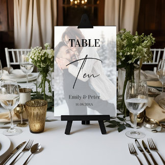 Tarjeta De Agradecimiento Faux Vellum Foto Boda Diez Número de Tabla