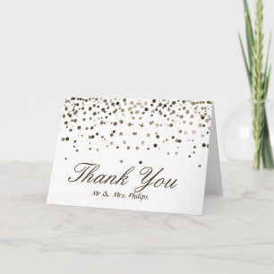 Tarjeta De Agradecimiento Faux Whit Relieve metalizado Confetti Elegant Spar