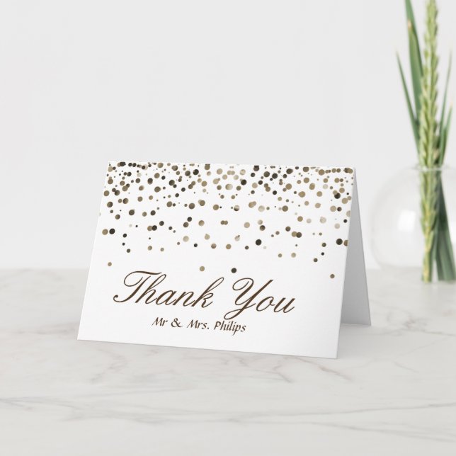 Tarjeta De Agradecimiento Faux Whit Relieve metalizado Confetti Elegant Spar (Anverso)