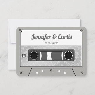 Tarjeta De Agradecimiento Favor de boda de cinta de casete retro