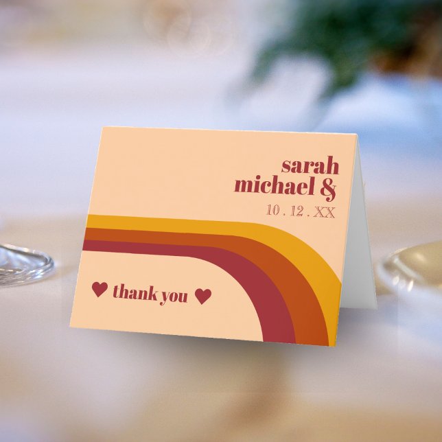 Tarjeta De Agradecimiento Favor de la boda de la banda curvada retro (Retro Curved Stripe Arch Wedding Favor Thank You Card)