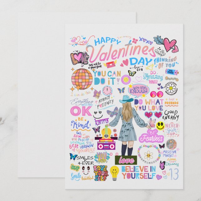 TARJETA DE AGRADECIMIENTO FEARLESS GIRL VALENTINE'S CARDS  (Anverso / Reverso)