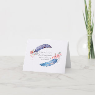 Tarjeta De Agradecimiento Feathers Bohemira Tribal Style Boda Gracias