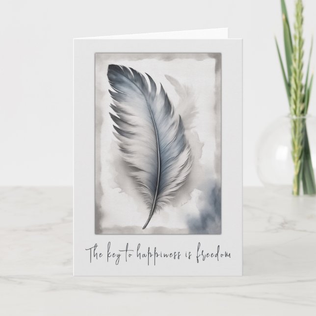 Tarjeta De Agradecimiento Feder Vogelfeder Freiheit Freedom Karte Grußkarte  (Anverso)