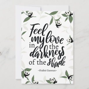 Tarjeta De Agradecimiento Feel My Love cita el arte panda