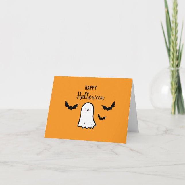 Tarjeta De Agradecimiento Felices Bats de Halloween (Anverso)