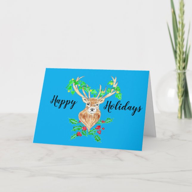 Tarjeta De Agradecimiento Felices Fiestas Ciervo (Anverso)
