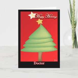 Tarjeta De Agradecimiento Felices fiestas Médica Green Pine estrella brillan