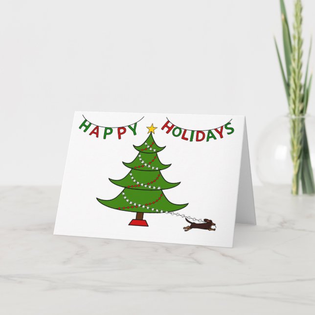 Tarjeta De Agradecimiento Felices Fiestas, Naughty Doxie (Anverso)